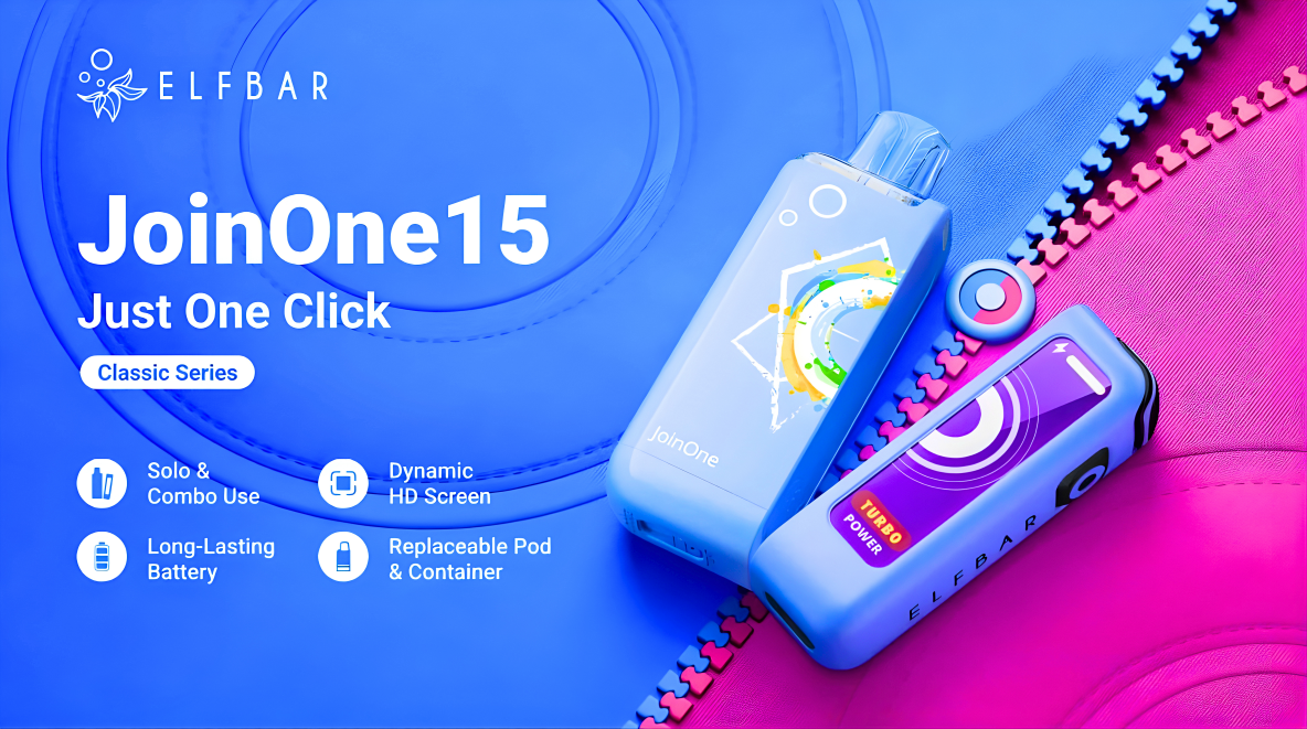 Elf Bar JoinOne15 Classic Prefilled Pod Kit - Exceptional ElfLiq Nic Salts Flavours, HD Display, Designed for MTL Vaping
