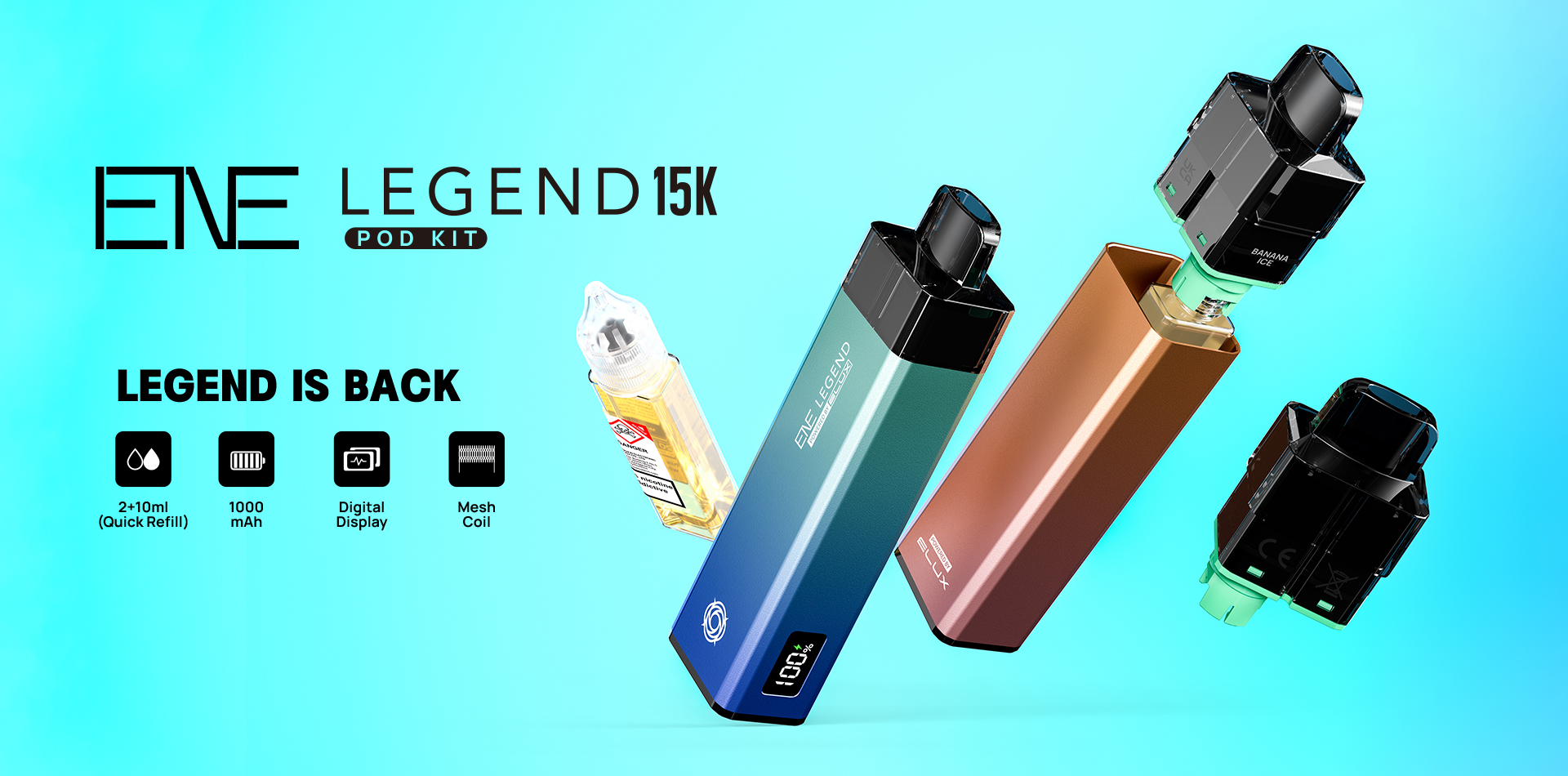 Discover Elux ENE Legend 15K Prefilled Vape Kit ideal for an MTL vaping style with smooth, consistent satisfaction.