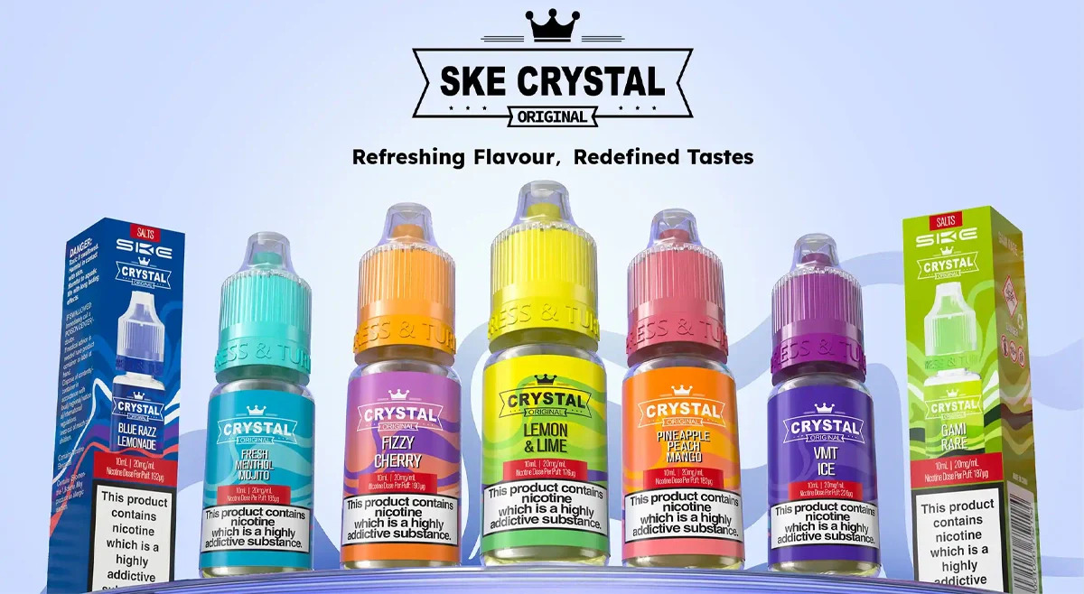 Get the exact taste of the SKE Crystal Bar disposable with SKE Crystal Nic Salts