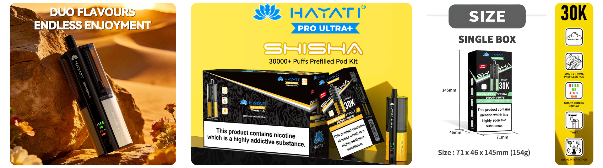 Specifications and Benefits of the Hayati Pro 30K Ultra Plus Shisha Prefilled Pod Kit