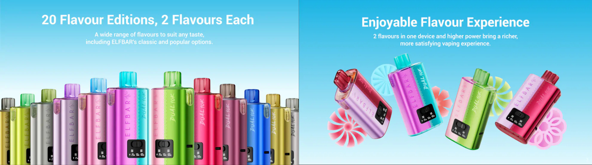 Elf Bar Dual 10K Prefilled Pod Kit — Dual‑flavour Toggle, 20 ElfLiq‑Inspired Flavours | E‑Sheesh UK Elf Bar Dual 10K Prefilled Pod Kit — dual‑flavour toggle, 20 flavours inspired by ElfLiq nic salts (fruity, icy & sweet), massive puffs, UK delivery | E‑Sheesh