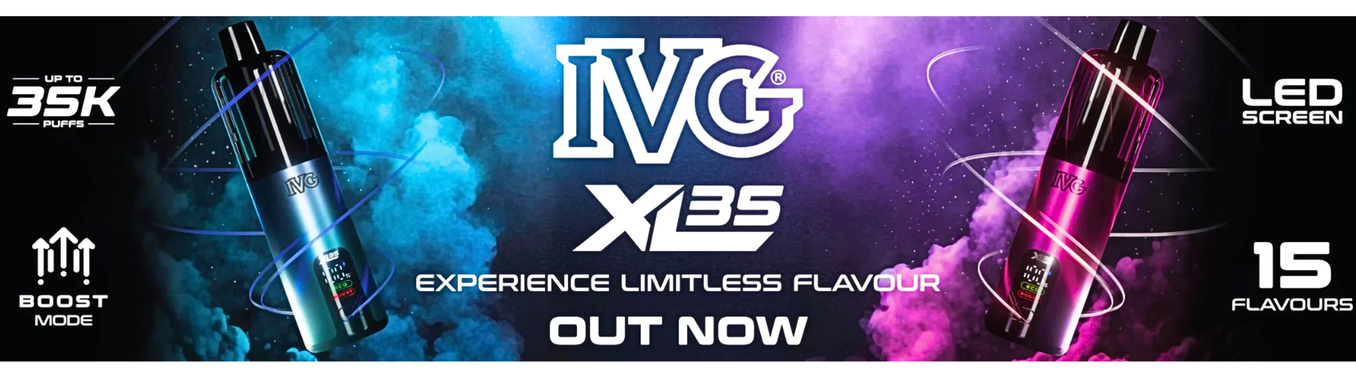 IVG XL 35K Prefilled Replacement Pods – 20mg nicotine, up to 35,000 puffs, 22ml capacity, MTL vaping, dual mesh coil for rich flavour and smooth hits.
