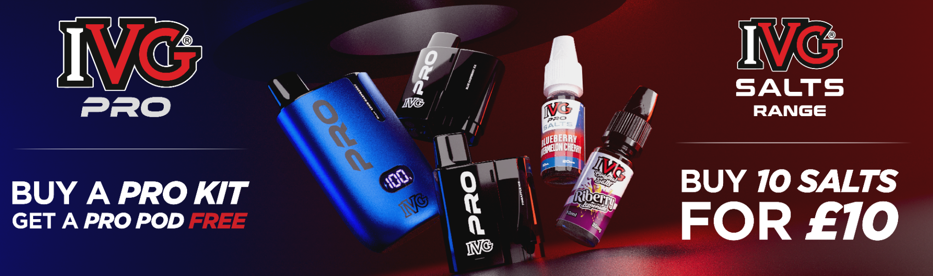 Shop IVG nic salts, pro vape kits, and prefilled pods with multi-buy deals